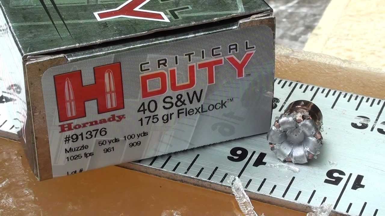 Hornady Critical Duty 175gr 40 S&W ballistic gel test