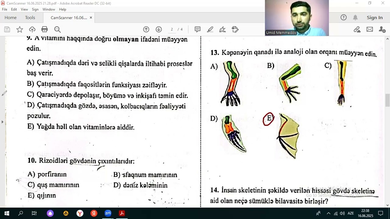 Otk 11-ci sinif Biologiya sınaq 15.06.2025
