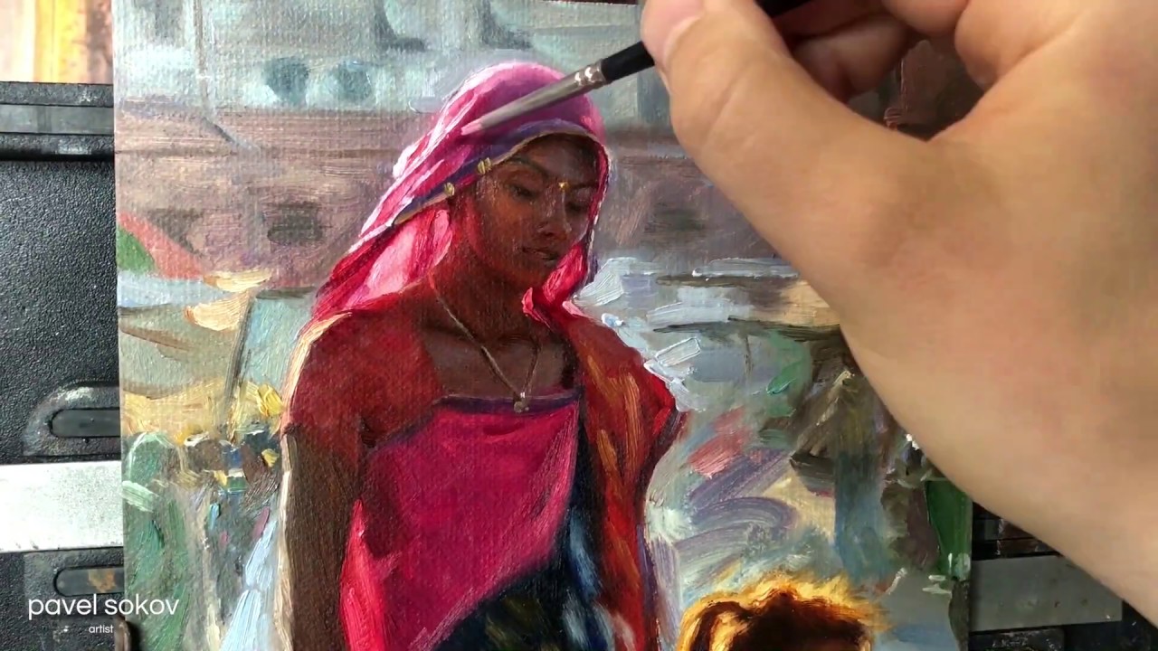How I Painted a Mother and Child From Jodhpur India | Pavel Sokov