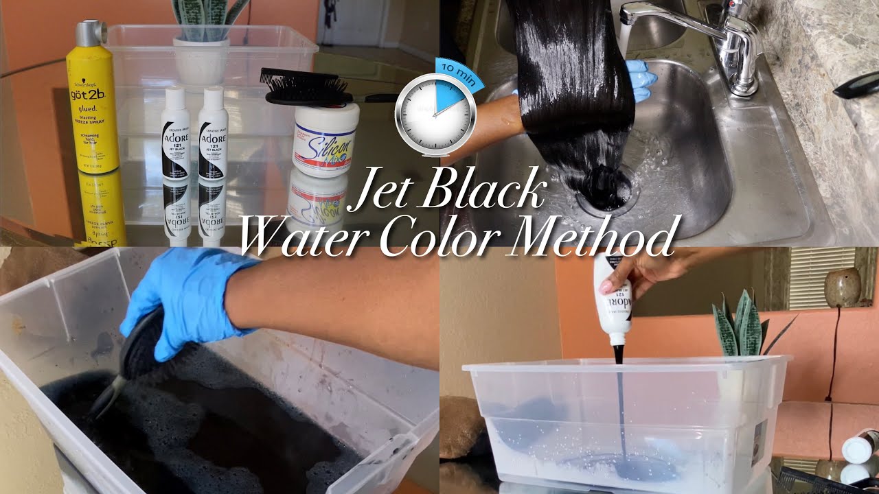 DYE YOUR LACE WIG JET BLACK IN 10 MINUTES | Water Color Method | Adore Hair Dye 🖤