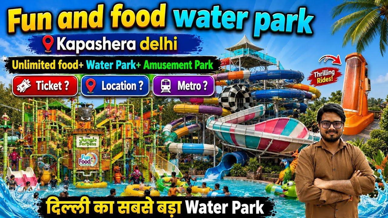 Fun and food water park kapashera/ fun and food water park delhi ticket price - All slides & food
