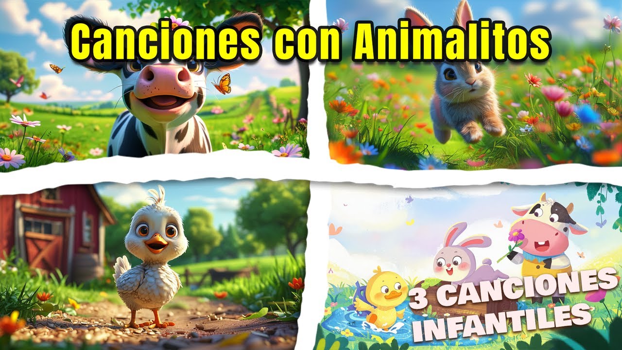 Canciones Alegres para Pequeños Cantantes con Animalitos 🎤🎶 | Tres Canciones Infantiles para Bailar