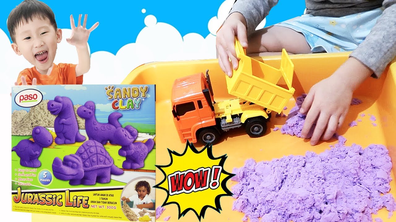 MOBIL MOBILAN MUAT MAINAN PASIR KINETIK PASIR AJAIB DINOSAURUS | KInETiC SAND AND TOY CAR DUMB TRUCK