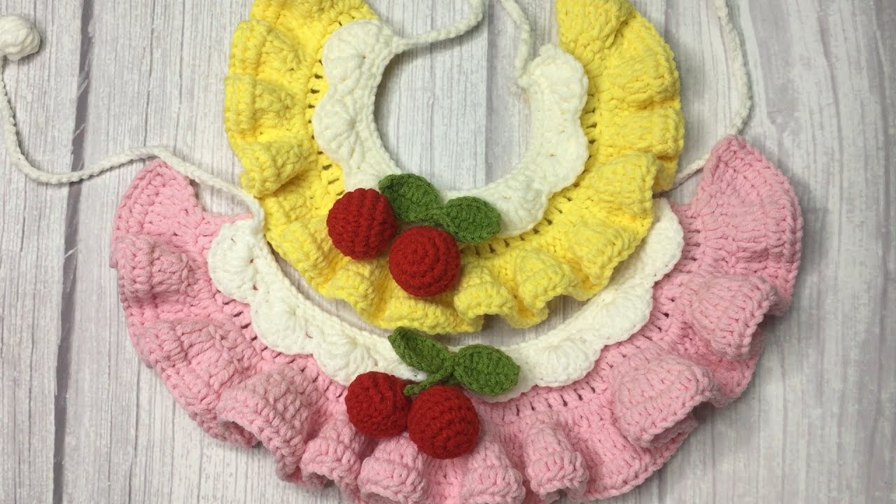 #24 handmade cherry pet collar dog bandana crochet tutorial
