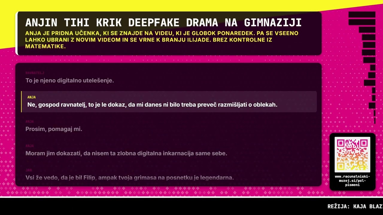 Anjin tihi krik - deepfake drama na gimnaziji - Pol-pismeni spodrsljaji naših digitalnih življenj