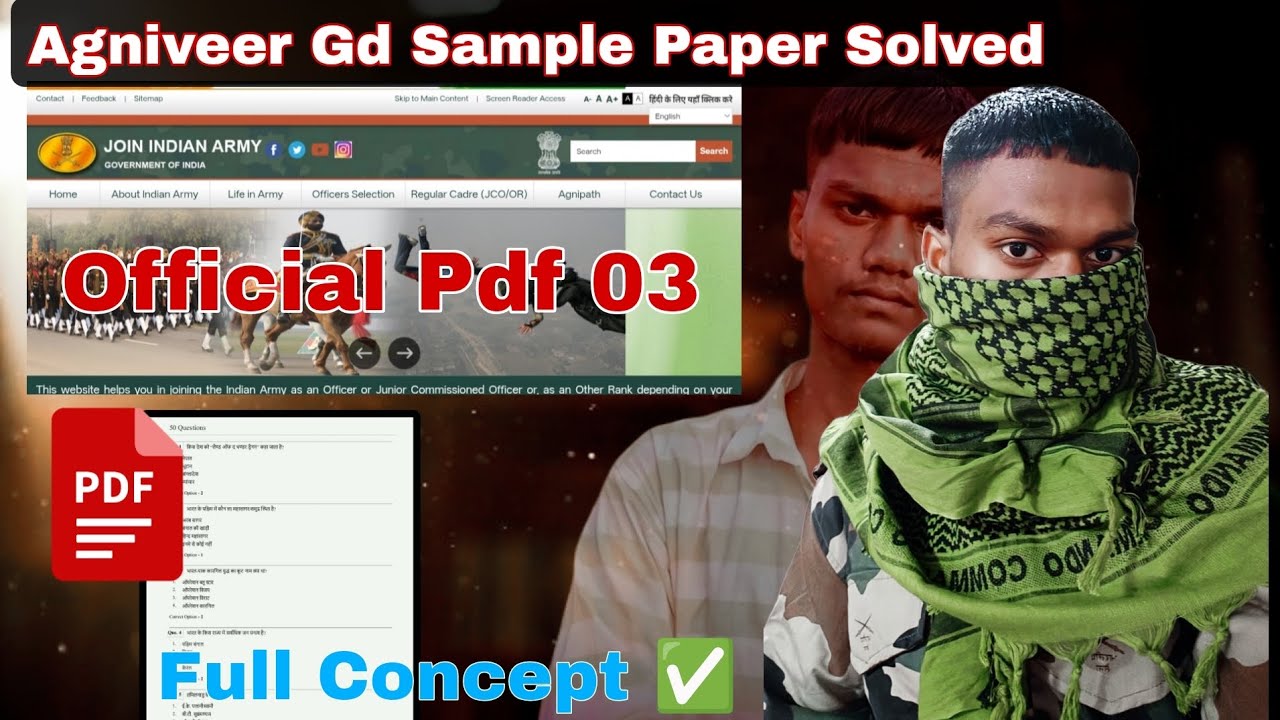 Agniveer Official Sample Paper PDf 03 Solved || Agniveer gd Questions paper 2026