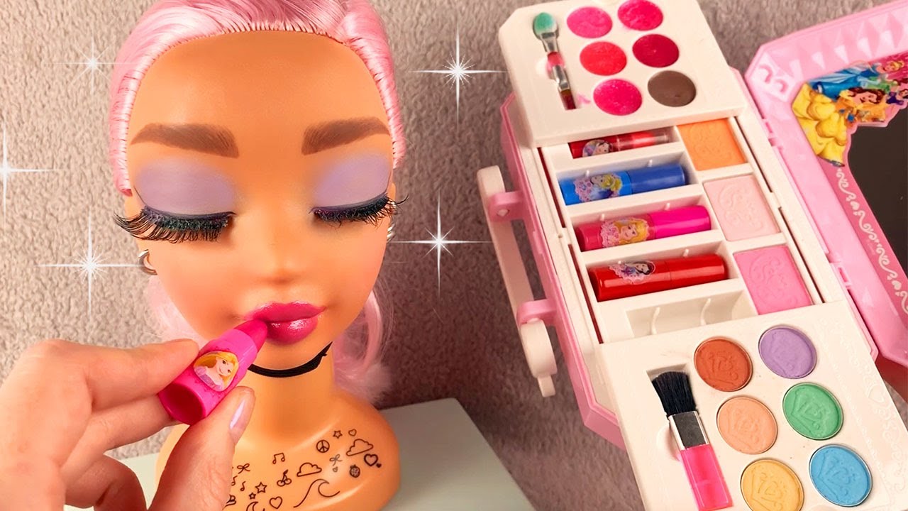 ASMR Applying Kids Makeup on Doll Head #3 (Whispered)
