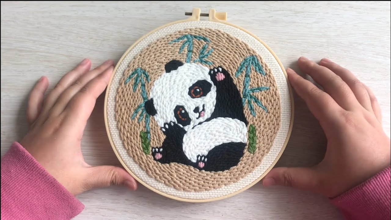 65230 Panda pattern punch needle embroidery kit