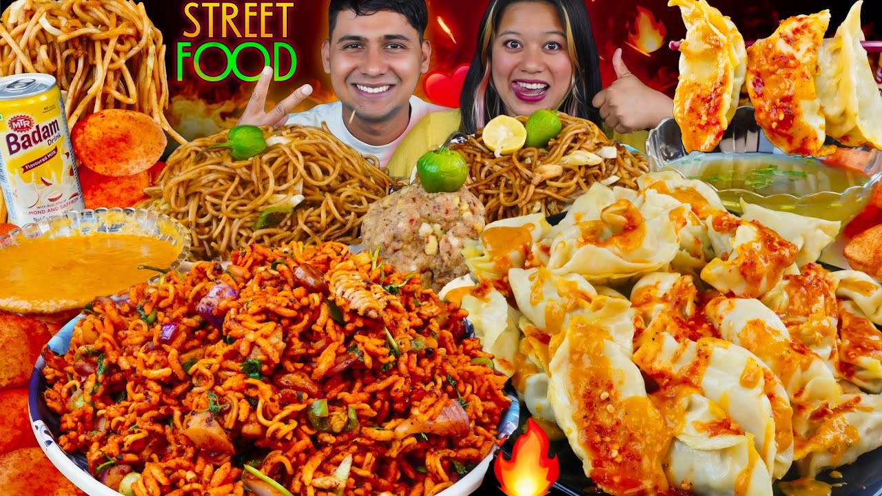 SPICY NEPALI STREET FOOD MUKBANG 🌶️ | Couple Mukbang  | Momo, Chatpate, Panipuri & More 🔥