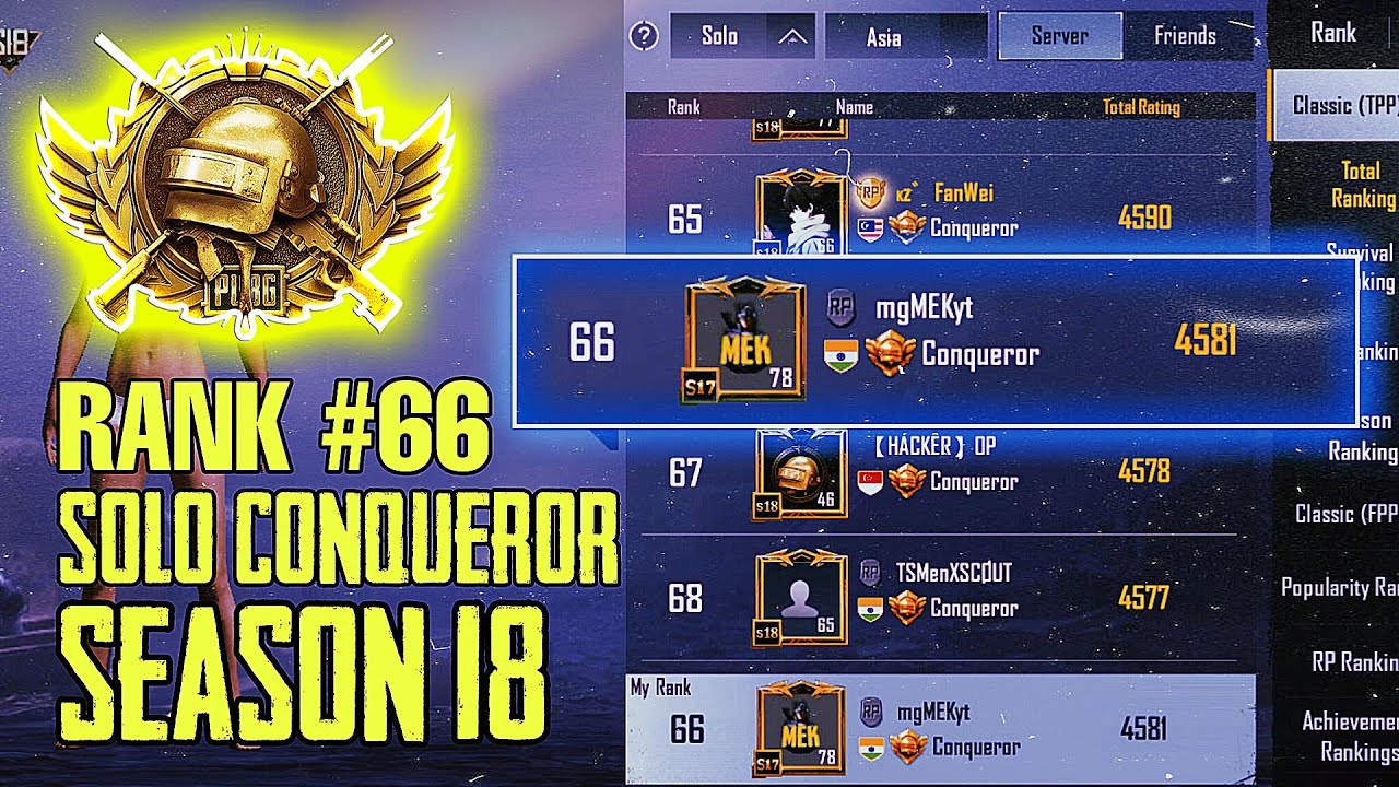 🔥 #66 Rank Solo Conqueror Top 100 Lobby // Conqueror Push TPP Tips & Tricks // PUBG MOBILE with MEK🔥