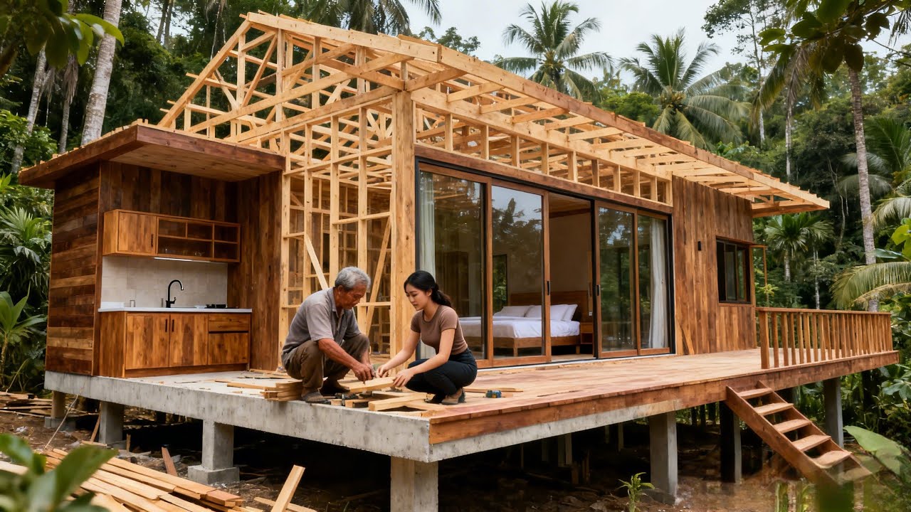 The girl transformed discarded logs into her dream house in 205 days | By@LT tivi