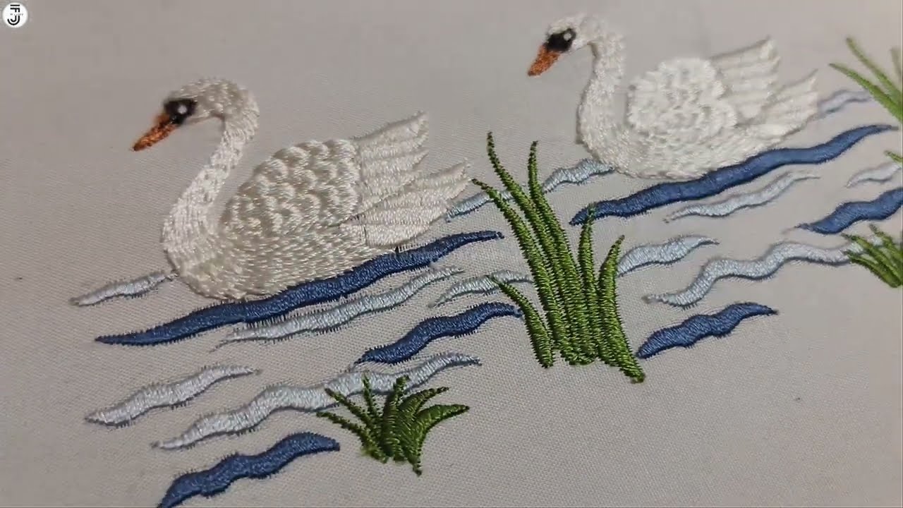 Natural Duck Border Embroidery – Soothing & Elegant Design