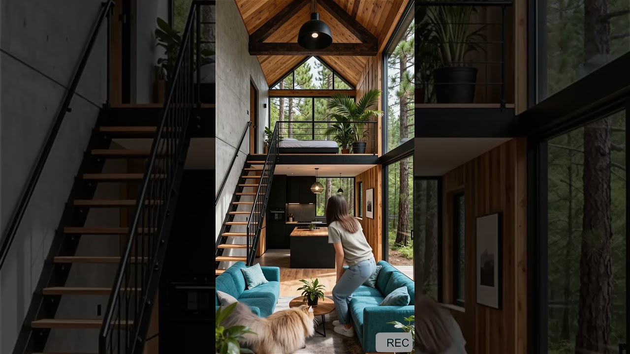 Modern Forest Loft Cabin &ndash; Minimalist Wood & Glass House Design 🌿✨