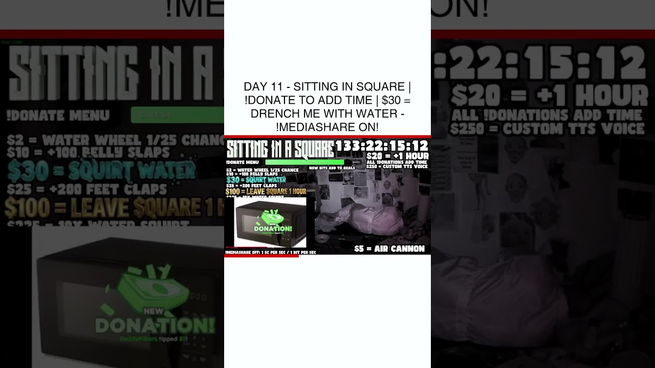 DZIEŃ 11 - SIEDZENIE NA KWADRACIE | !przekaż darowiznę, aby wydłużyć czas | 30 $ = Oblej mnie wod...
