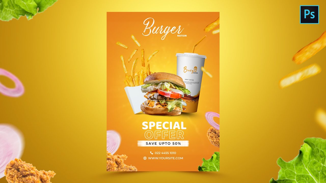 Restaurant Food Banner Design | Photoshop Tutorial