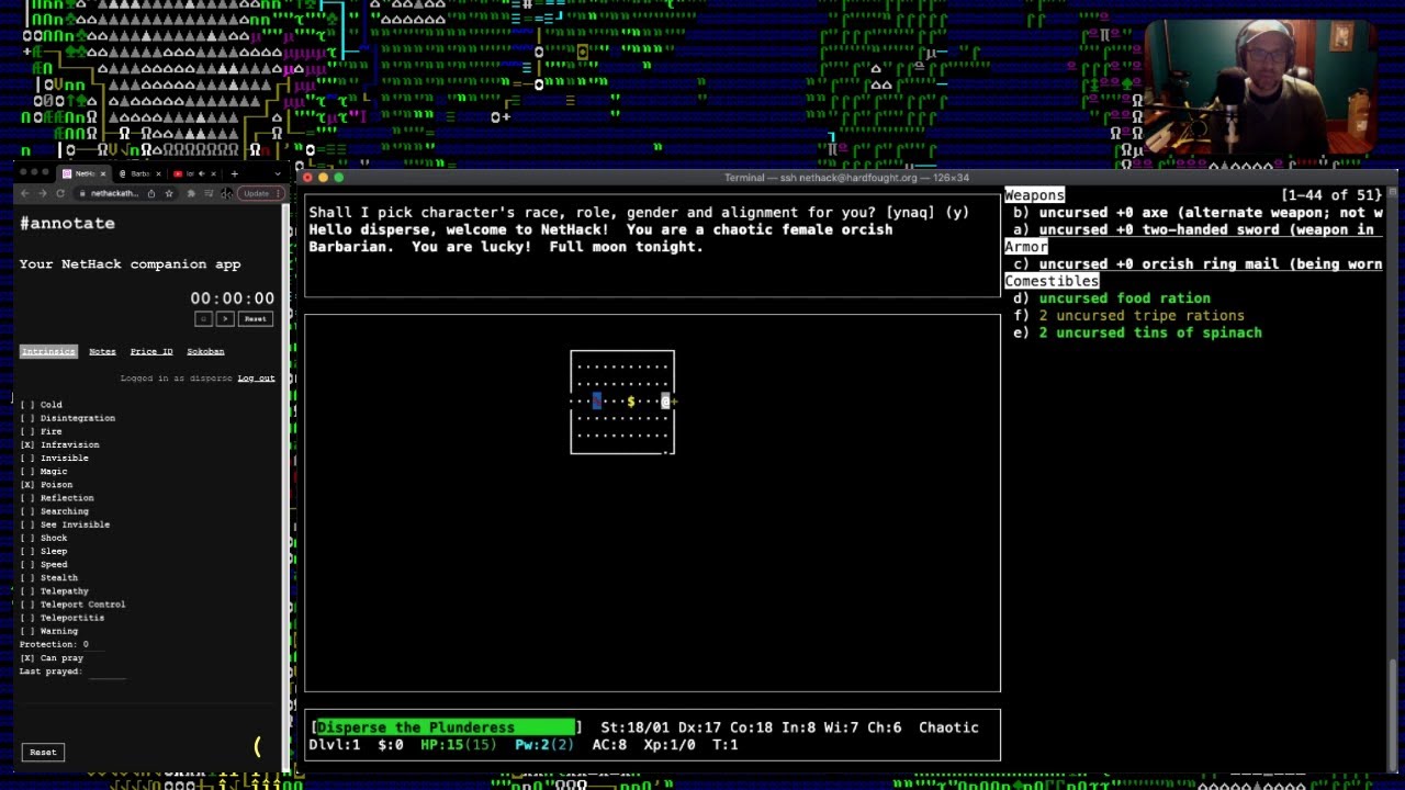 Part 1: NetHack 3.7.0 @ hardfought.org, chaotic orc barbarian