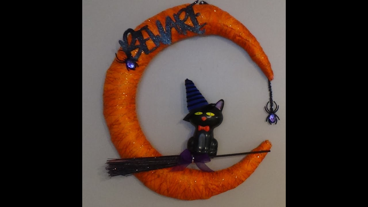 DIY Dollar Tree Halloween Wreath Made From Plastic Table Cover