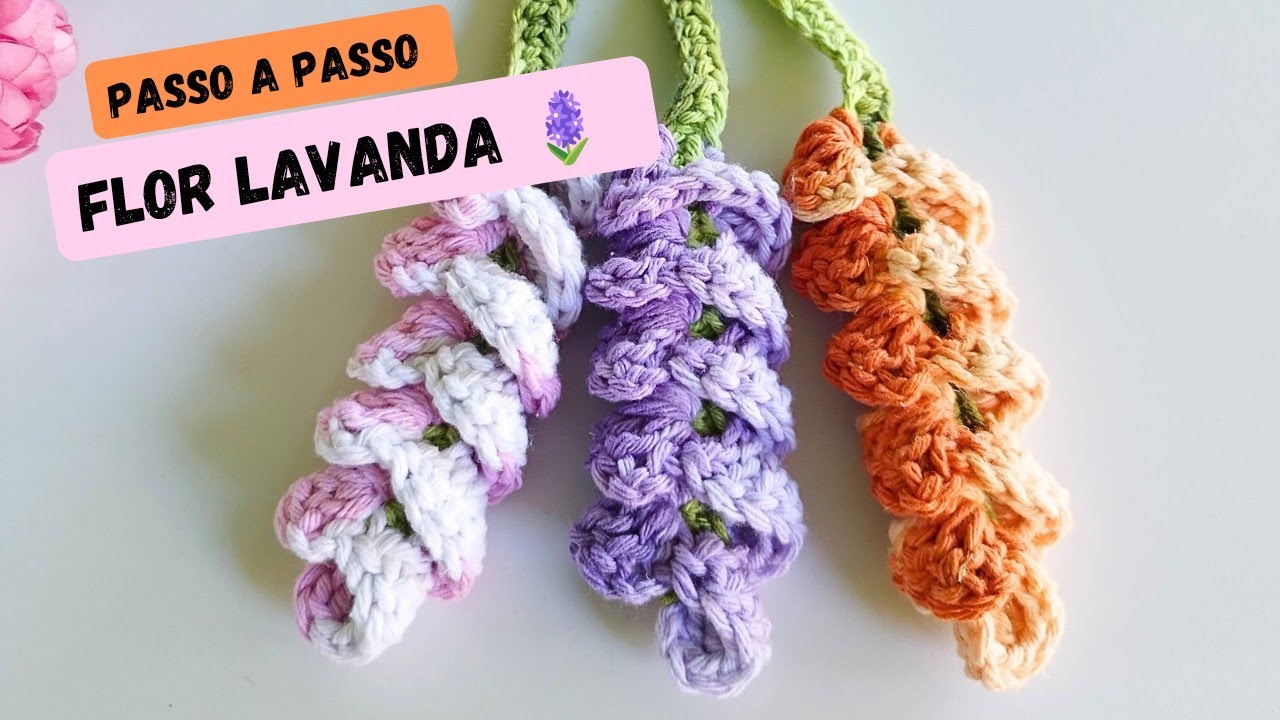 Como fazer flor lavanda/ flor lavanda de crochê/ passo a passo