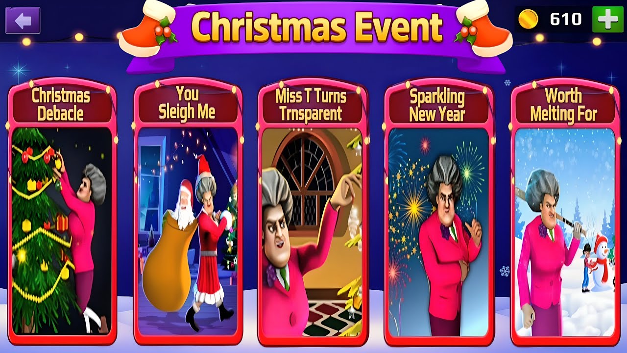 Scary Teacher 3D - Gameplay Walkthrough Part 3 - 5 New Christmas Levels (Android, iOS)