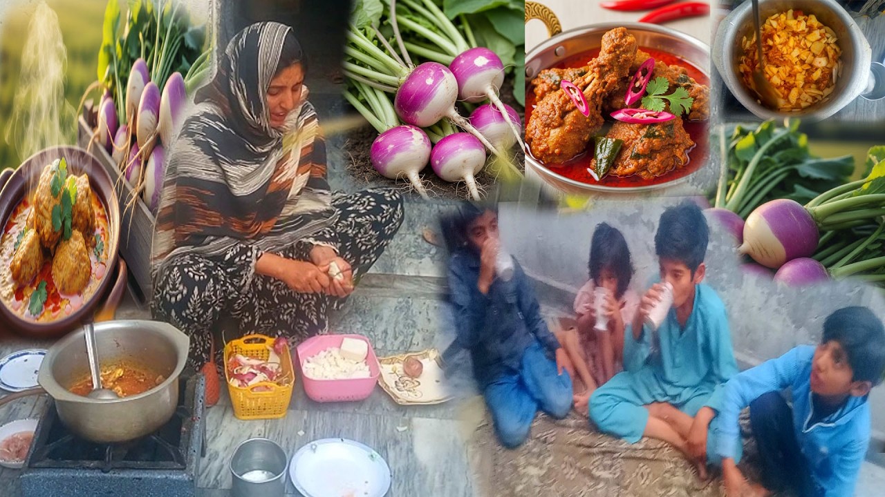 traditional Roza iftari shaljam chicken without pakora our oily food \\ by sama village vlogs