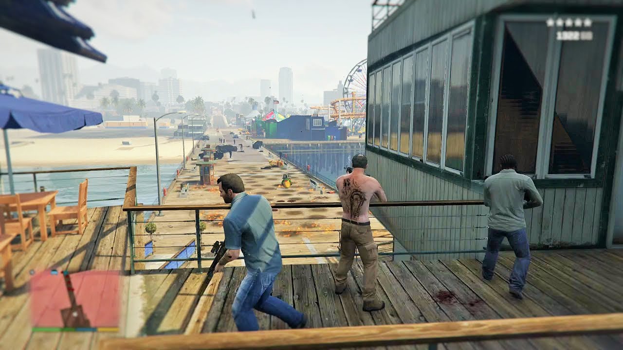 GTA 5 - Franklin, Michael and Trevor Five Star Escape From DEL PERRO PIER # 42