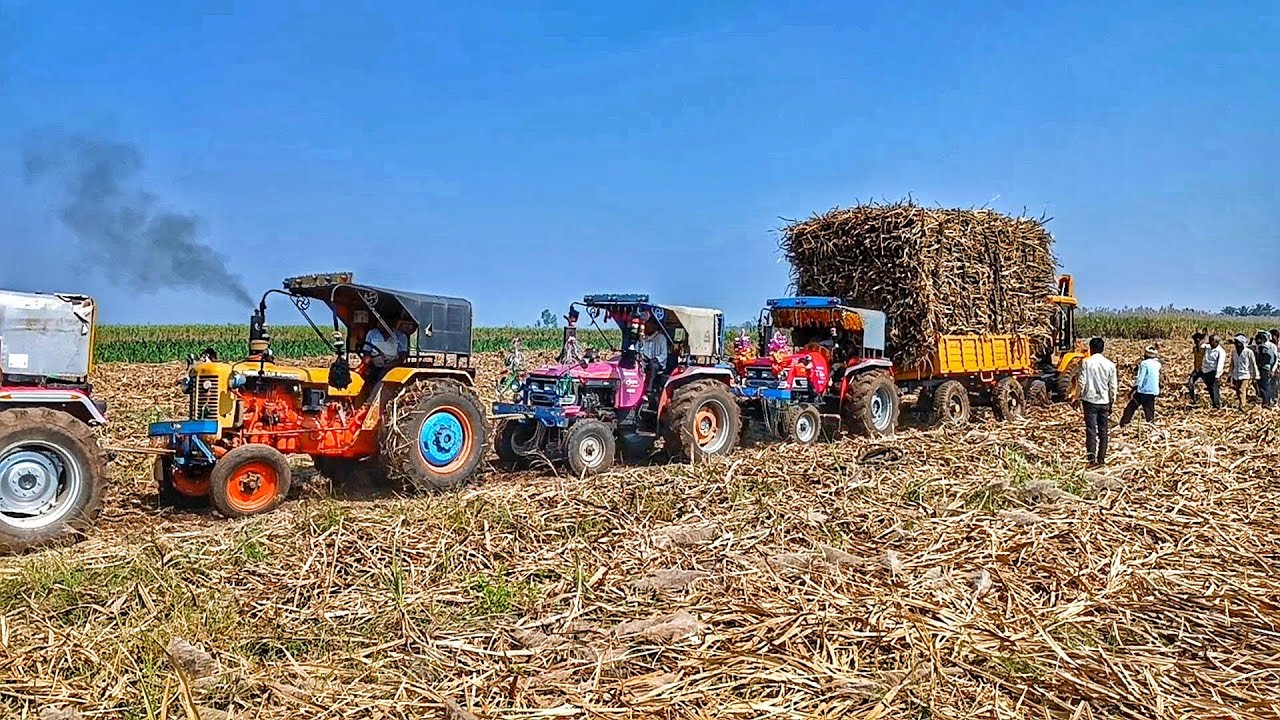 😓bad day 4 ट्रैक्टर tractor | 1 3dx jcb pulling sugarcane trolley | stuck in heavy mud