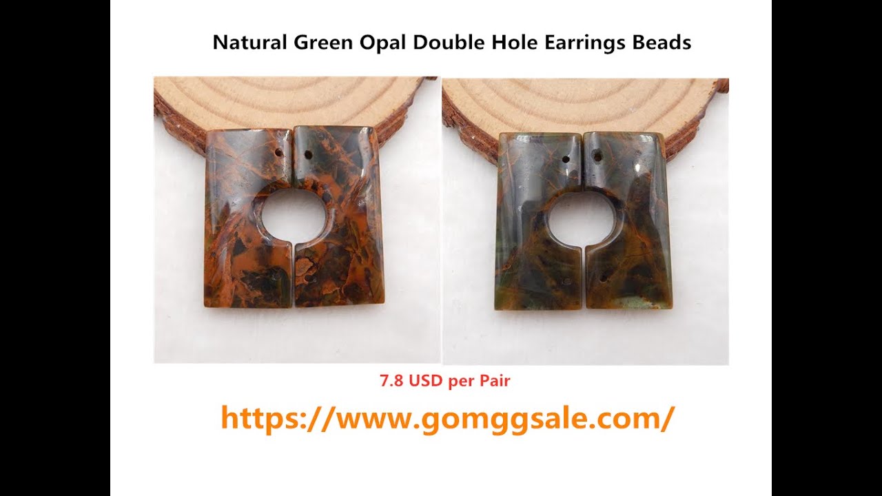 2020 Green Opal Double Hole Earrings beads /Gemstone Jewelry (English Pronunciation Introduction)