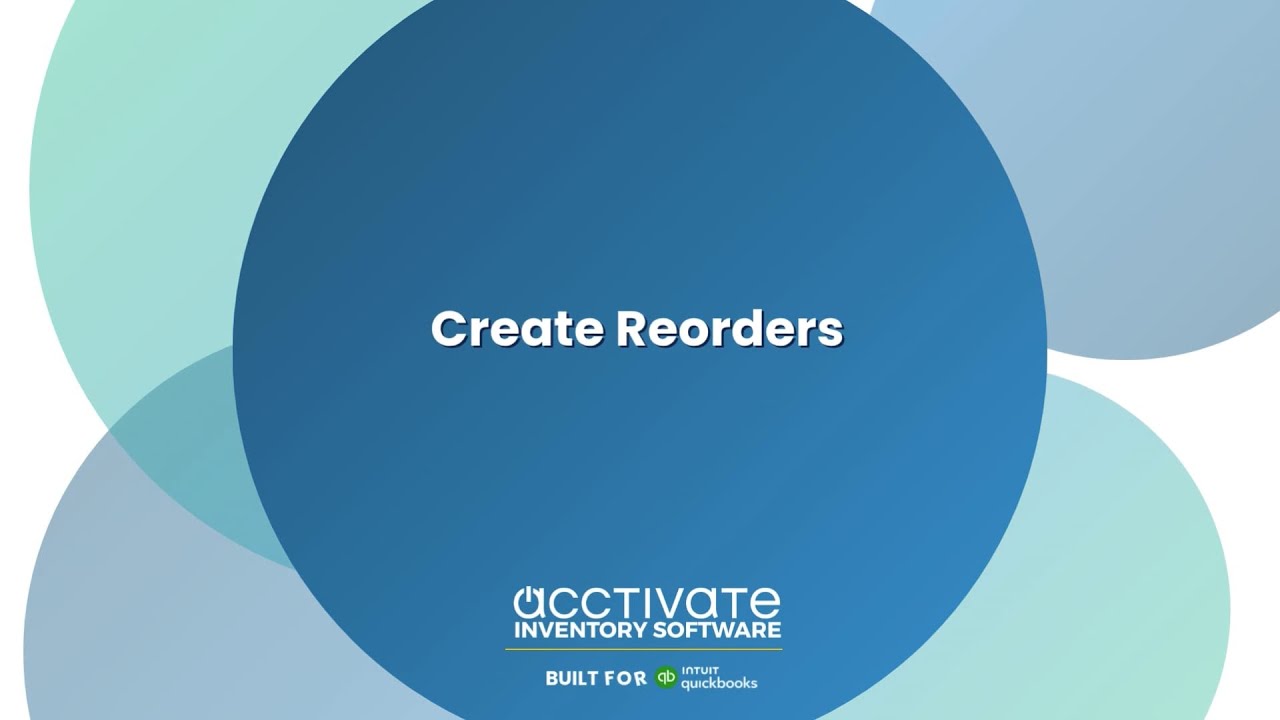 Create Reorders in Acctivate