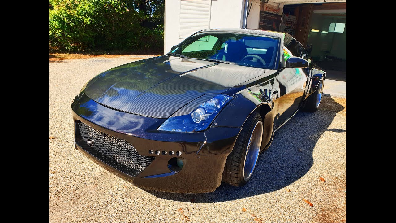 Covering changement de couleur Ember Black Gloss Nissan 350z Kit Rocket Bunny, Car Adhésifs Bordeaux
