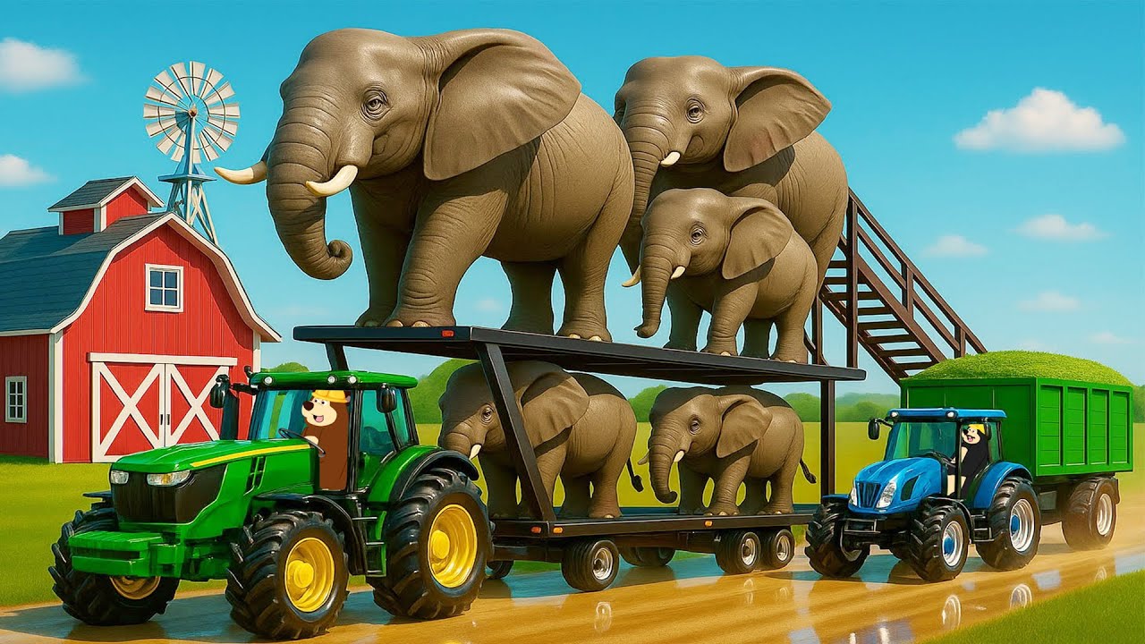 Farmer HardWorking 🚜🐘 | Elephant Transport & Drinking Water | Real Farm Animation