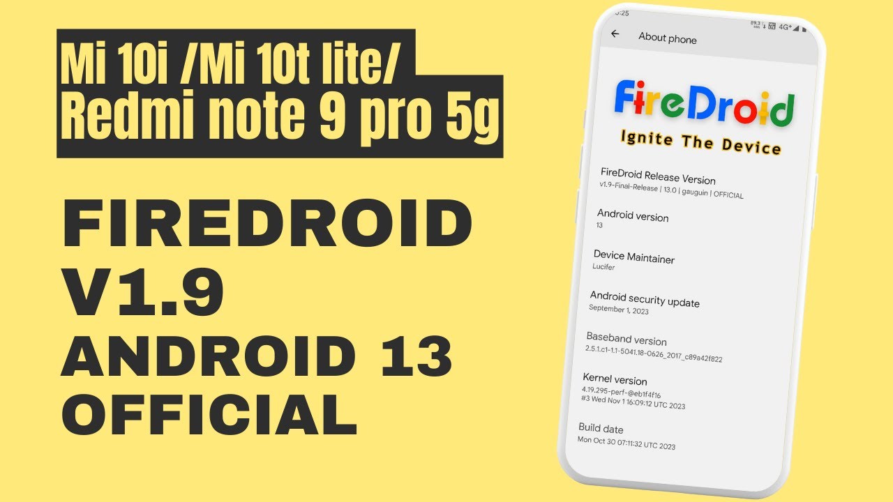 Install Firedroid Android 13 Custom Rom In Mi10i 5g/Mi10t lite 5g/Redmi Note 9 pro 5g