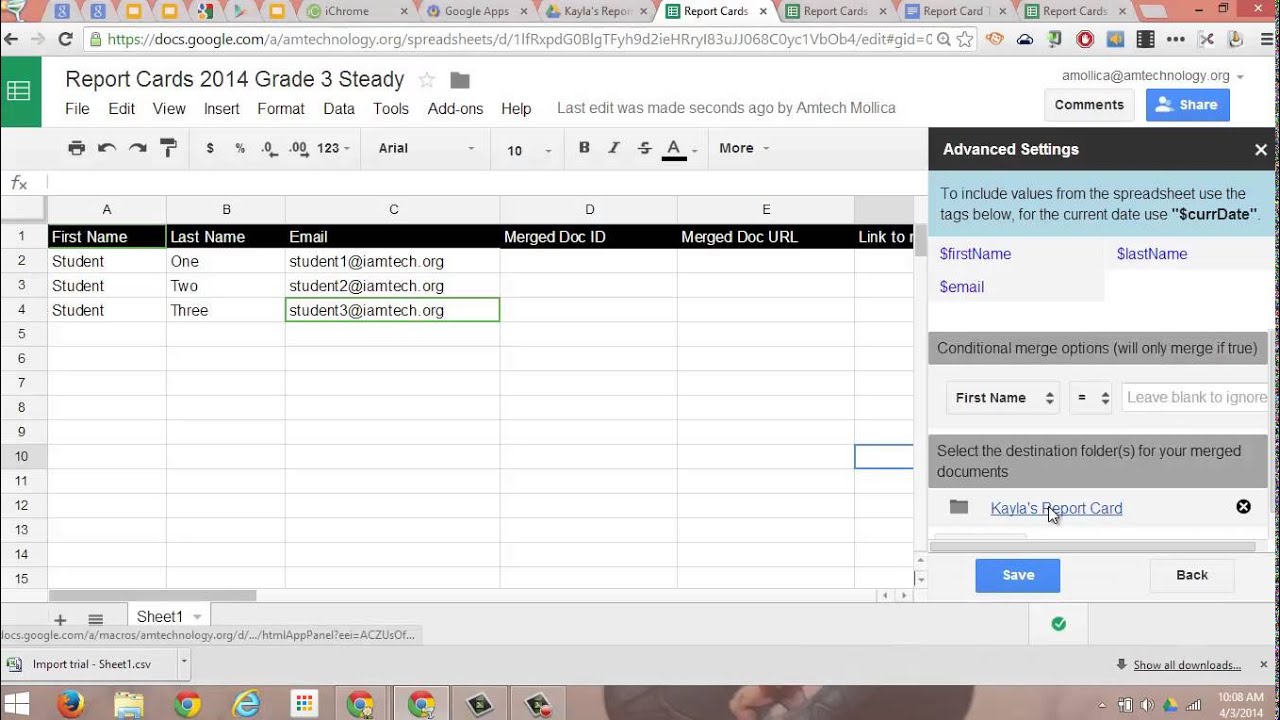 Using AutoCrat to Generate Report Cards