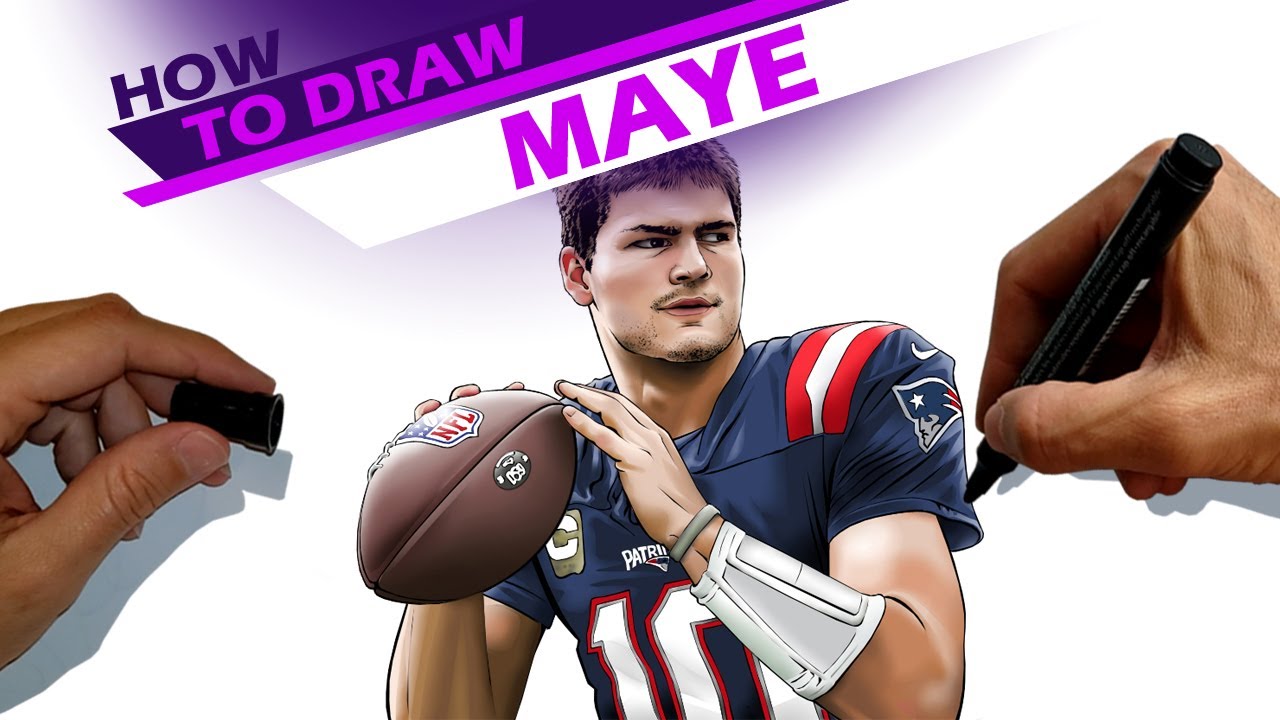 Дрейк Мэй, игрок команды New England Patriots в НФЛ — как рисовать.