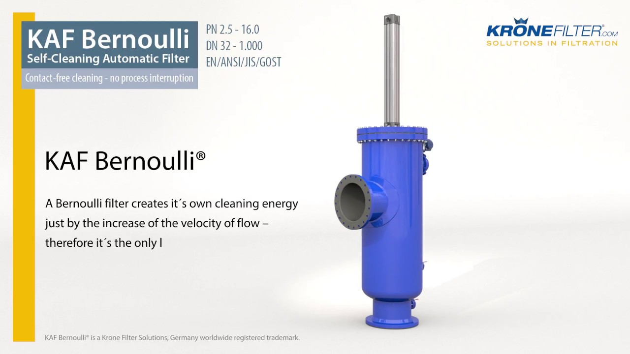 Bernoulli self cleaning backflush  filter – type KAF Bernoulli® Krone Filter Solutions Germany 2018