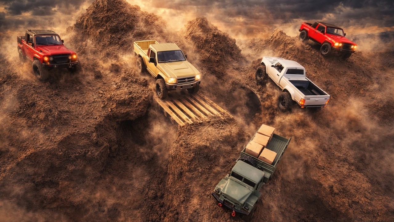 Mini RC deliver goods, sand hills climbing chelenge, Offroad obstacle