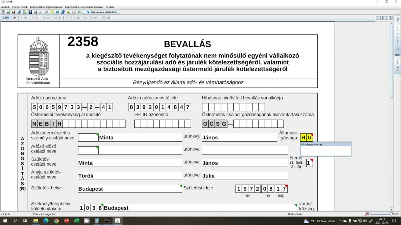 Elektronikus ad&oacute;bevall&aacute;s gyakorlata 2024 4.r&eacute;sz - 2358 bevall&aacute;s (v&aacute;llakoz&oacute; j&ouml;vedelemkiv&eacute;tel)