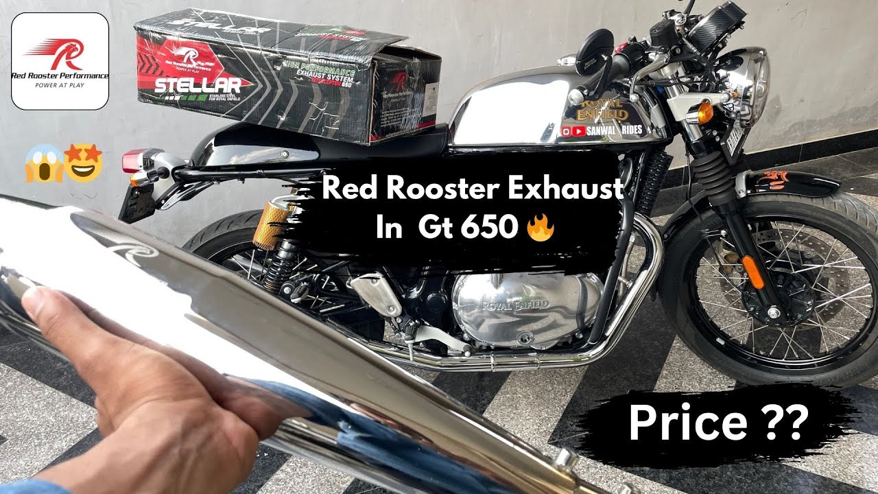 Installing Red Rooster Exhaust  In Gt 650 !! Loud Sound 🔥🔥 #gt650 #redrooster #royalenfield
