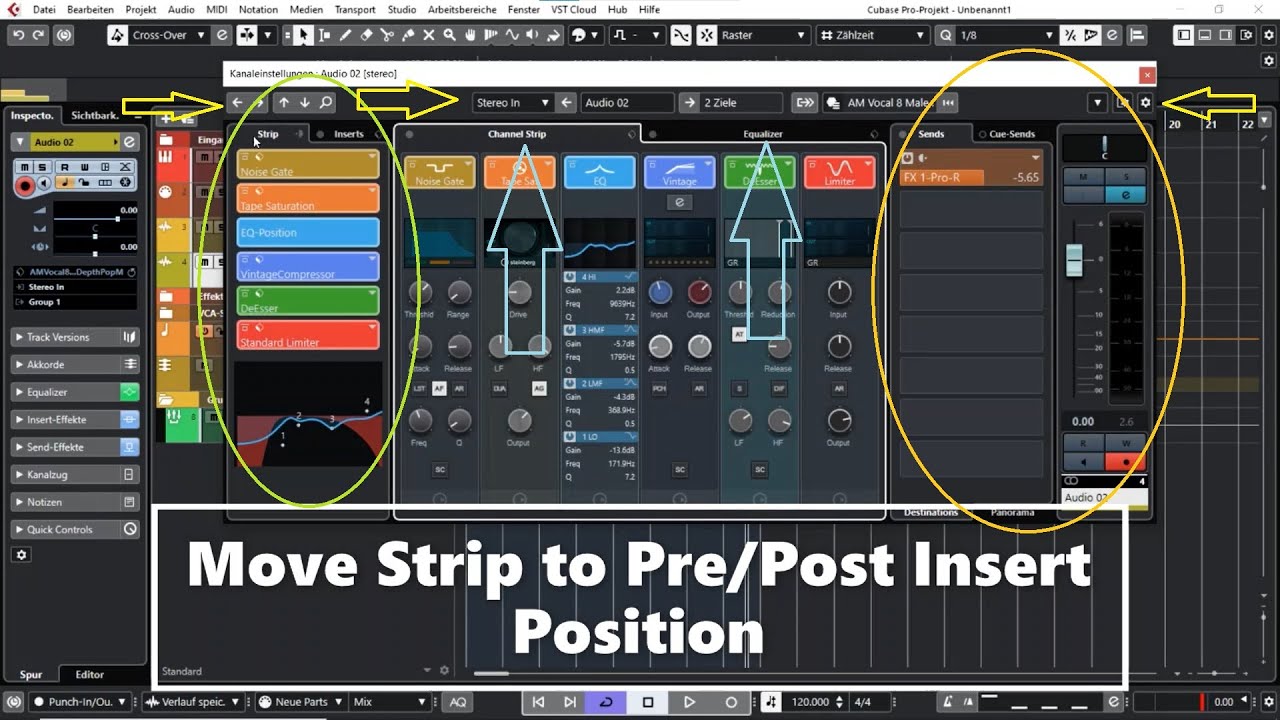 Cubase: Channel Mixer (Inserts/Strip/EQ/Sends)