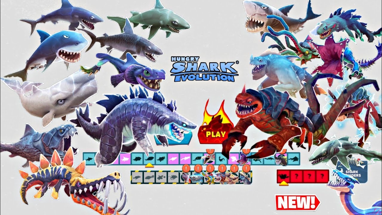 Hungry Shark Evolution - All Sharks Unlocked & Leviathan New Update Gameplay