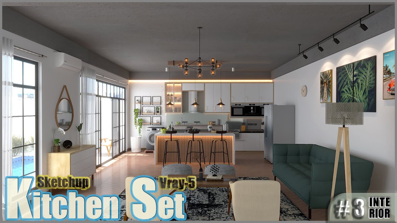 Interior Desain dan Cara Menambahkan Material V-ray | Rendering Kitchen Set | Interior Desain