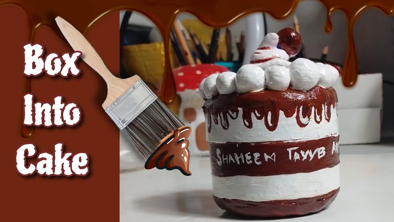 Made a Cake with cream box!!🥳|How I reuse cream box? 😍|Cake with foam Clay 