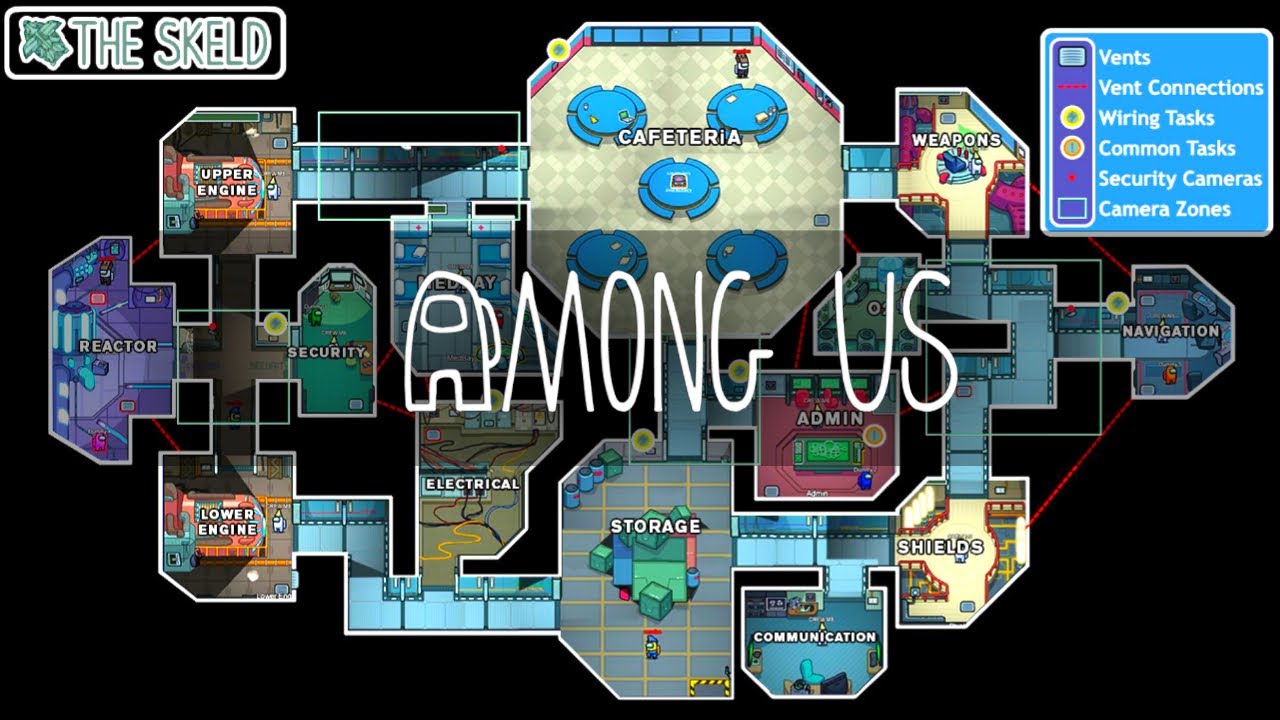🚀 AMONG US - THE SKELD MAP - BACKGROUND - WALLPAPER - 1 HOUR 🚀