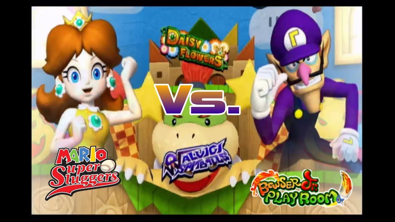 Mario Super Sluggers - Daisy Flowers VS Waluigi Spitballs - Bowser Jr. Playroom (Game 2)