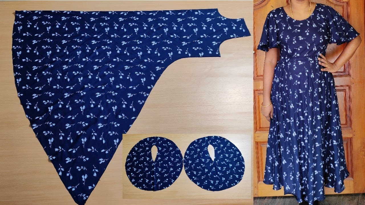 Single piece umbrella kurti with with butterfly sleeve cutting and stitching in malayalam