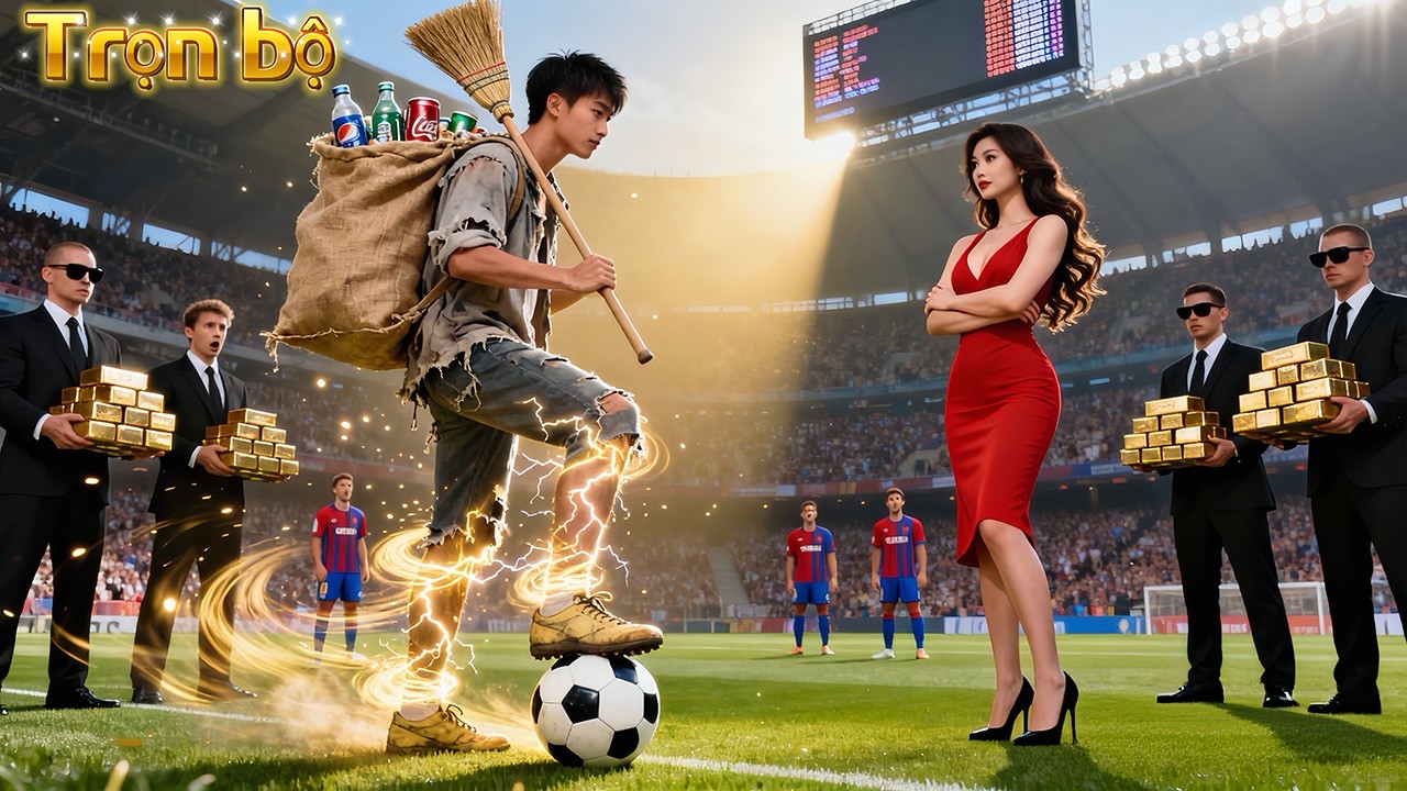 Lao công què bị coi thường, thật ra là cầu thủ thiên tài; bịt mắt sút một cú chấn động, tổng tài cầu