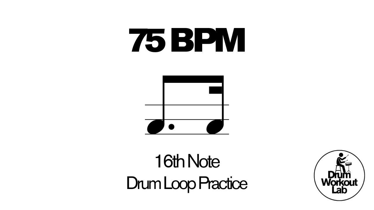 16th Note Drum Exercise | 1 a | 75 BPM | Drum Loop