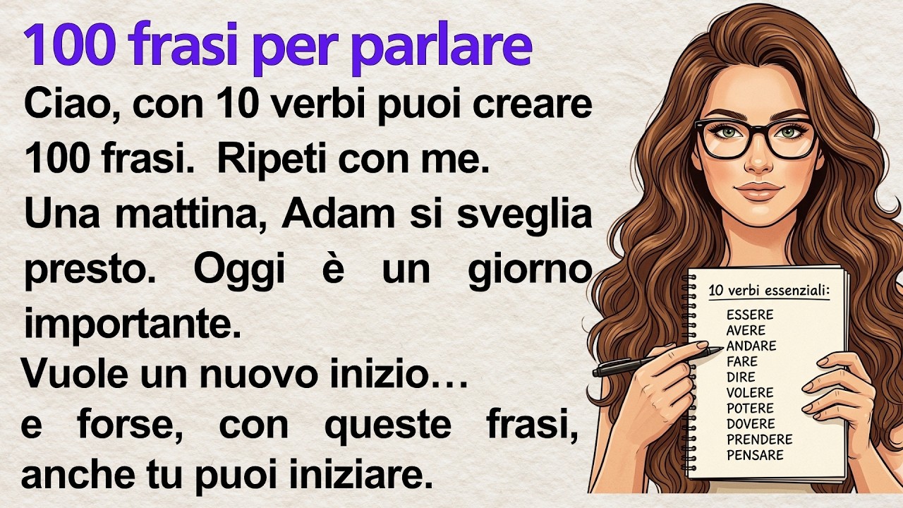 Italian Shadowing Practice (A1&ndash;A2): 10 Essential Verbs + Simple Story | Italiano Tales