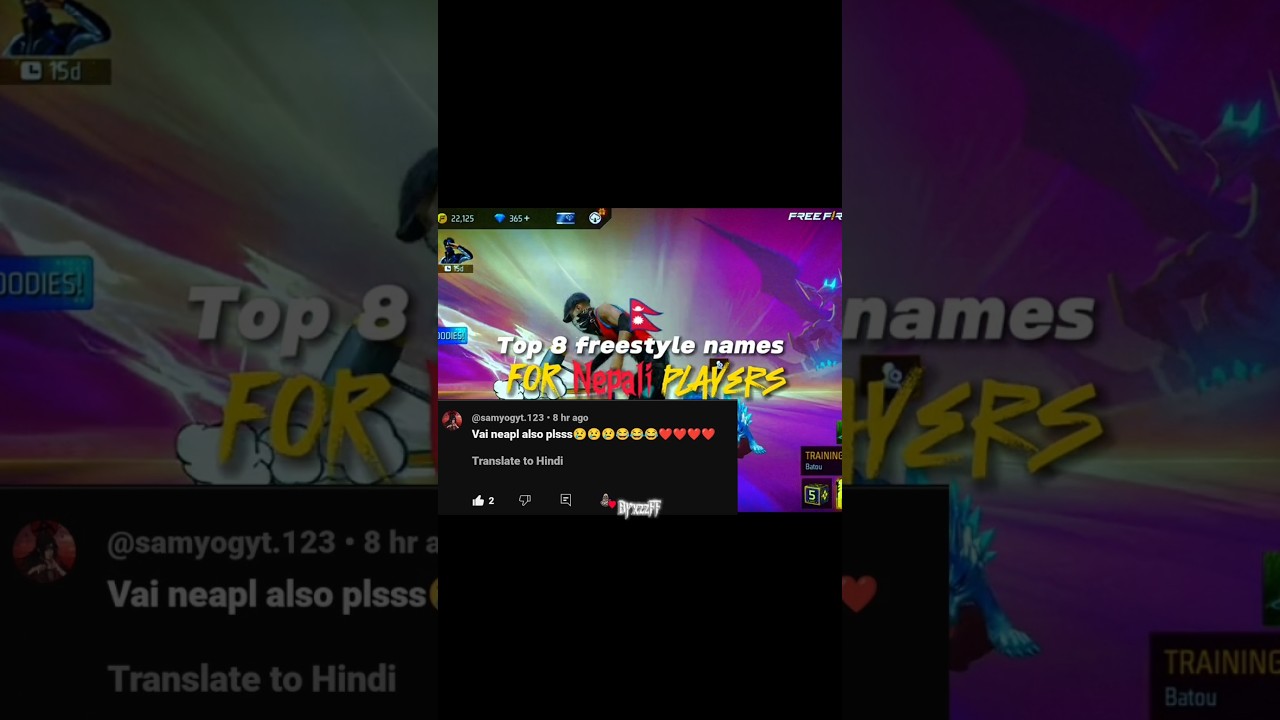 TOP 8 freestyle🍷names for NEPALI player's 🇳🇵