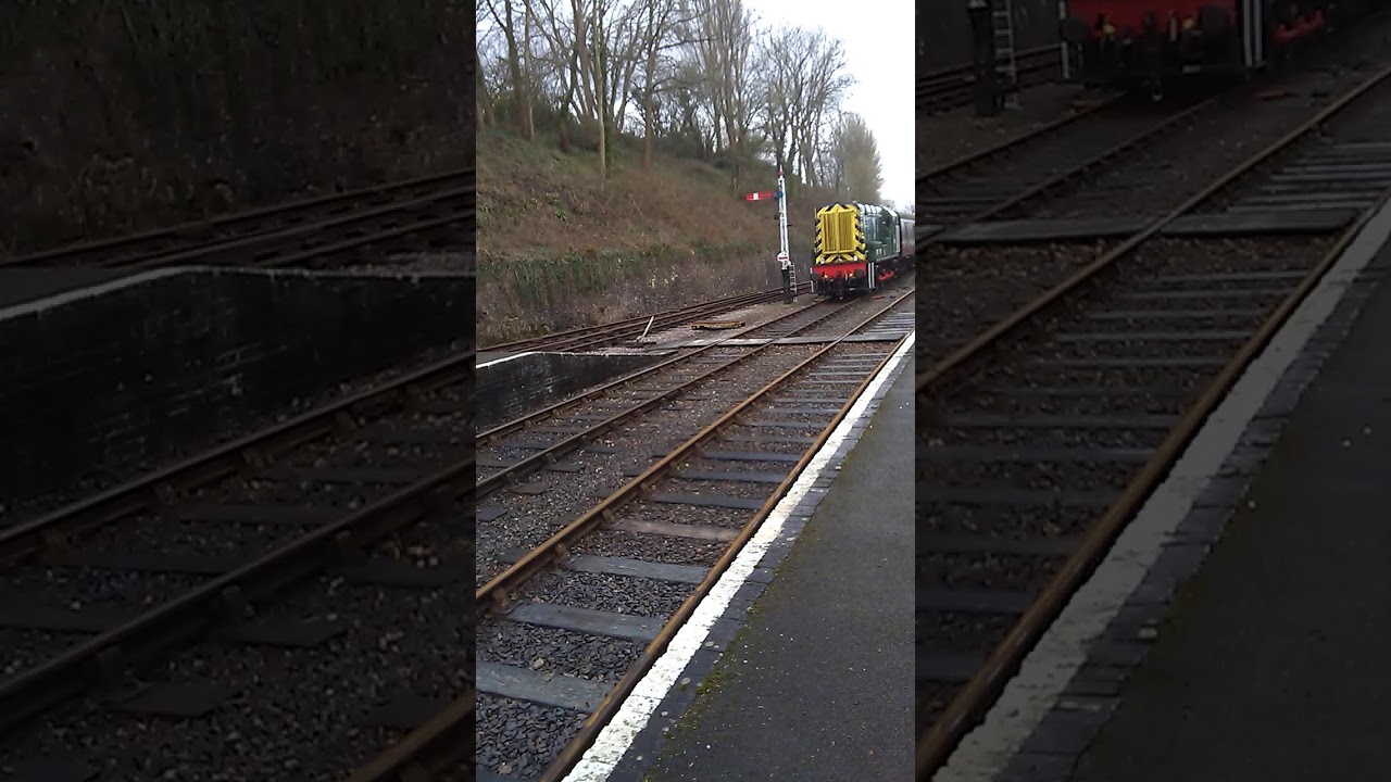 class 08 D4095 and class 03 D2128 pulling into midsommer norton station
