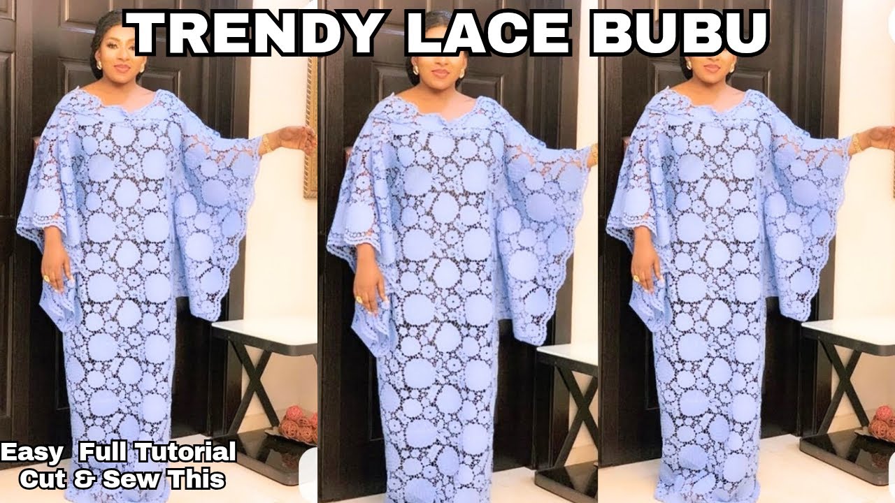 How to Cut and Sew Trendy Lace Bubu Kaftan Gown | Beginner-Friendly Full Tutorial
